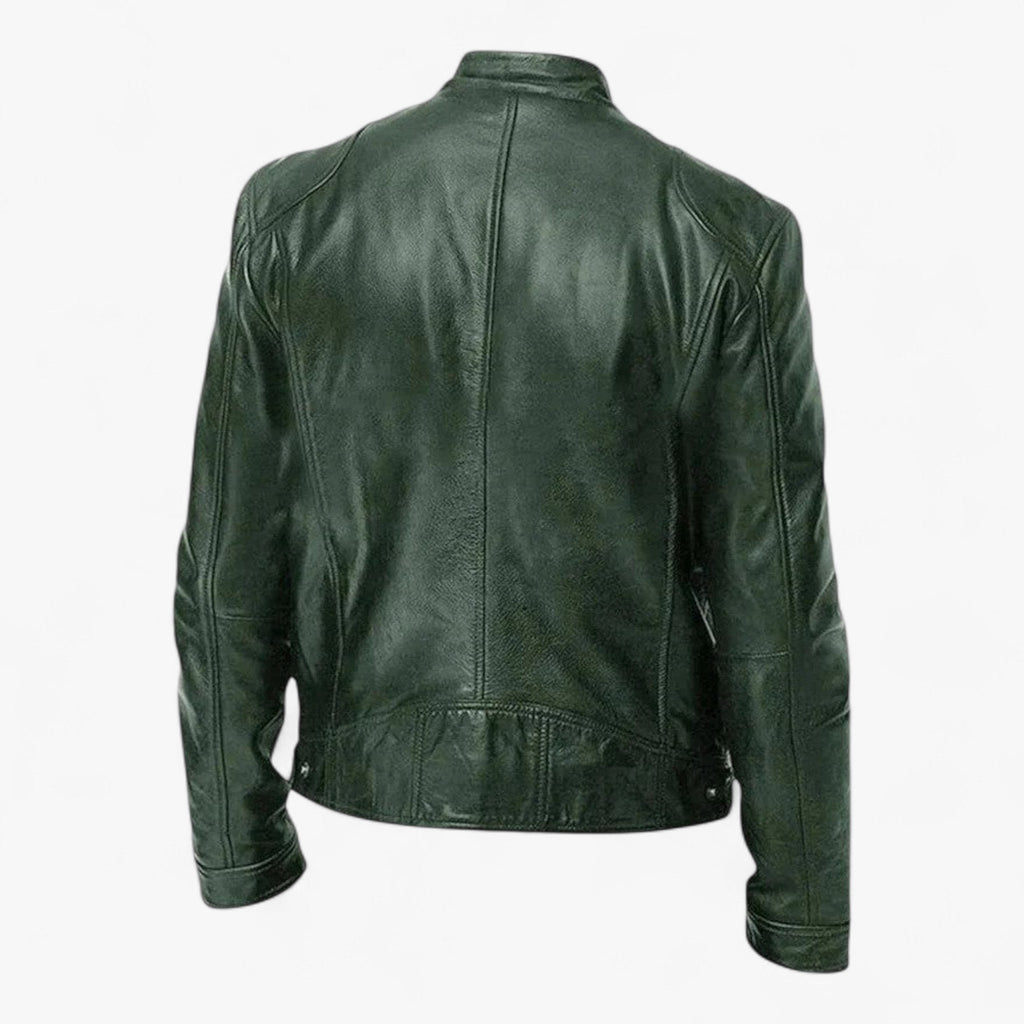 Men's Faux Leather Snap-Collar Moto Jacket