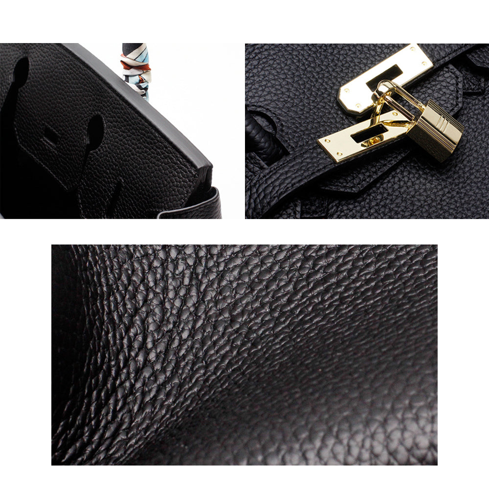 Structured Turn-Lock Tote Bag with Padlock Detail
