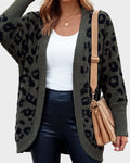 Women's long-sleeve leopard print open-front cardigan
