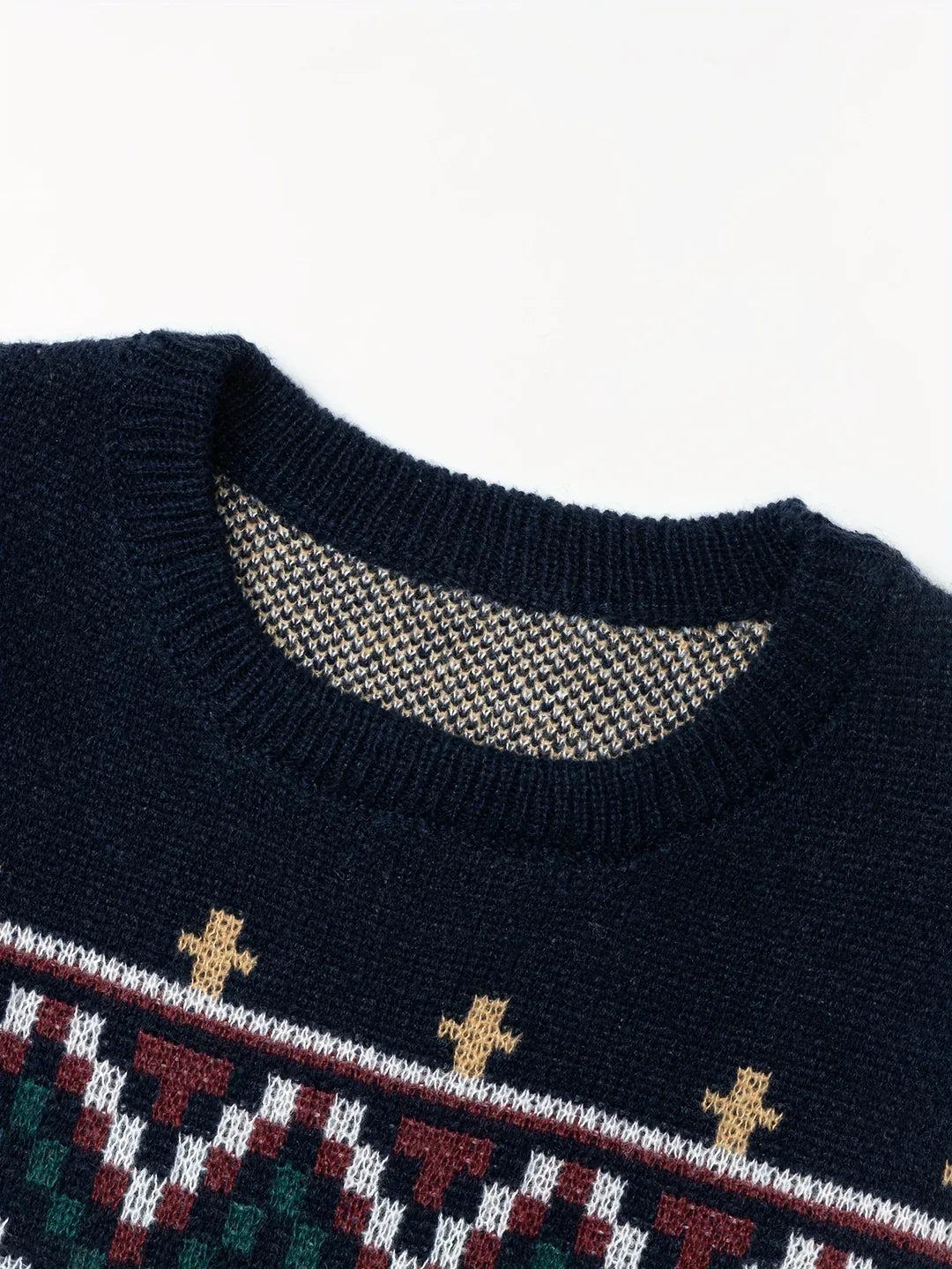 Men's Fair Isle Jacquard Crew Neck Jumper