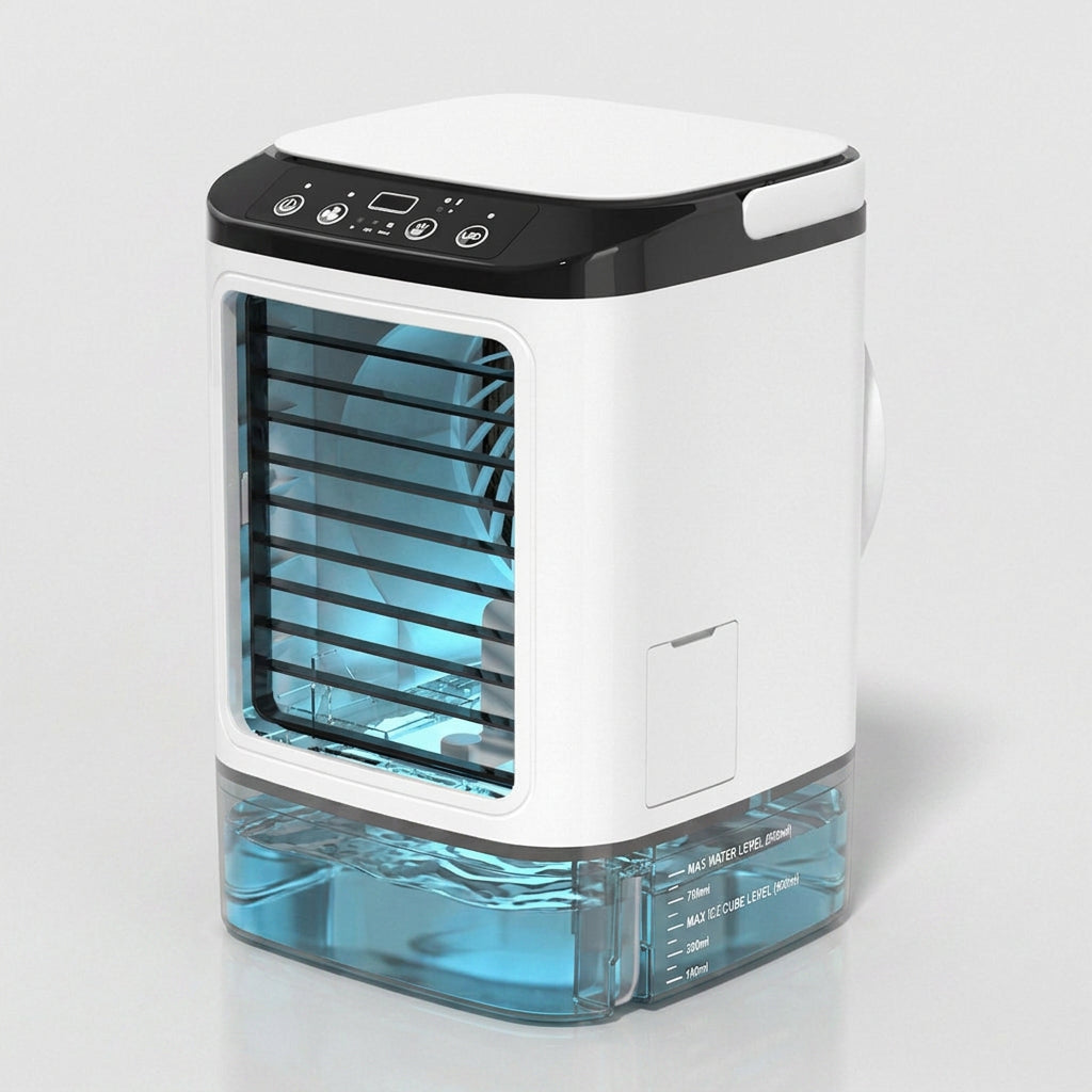 Portable Mini Air Cooler with Water Tank and LED Light