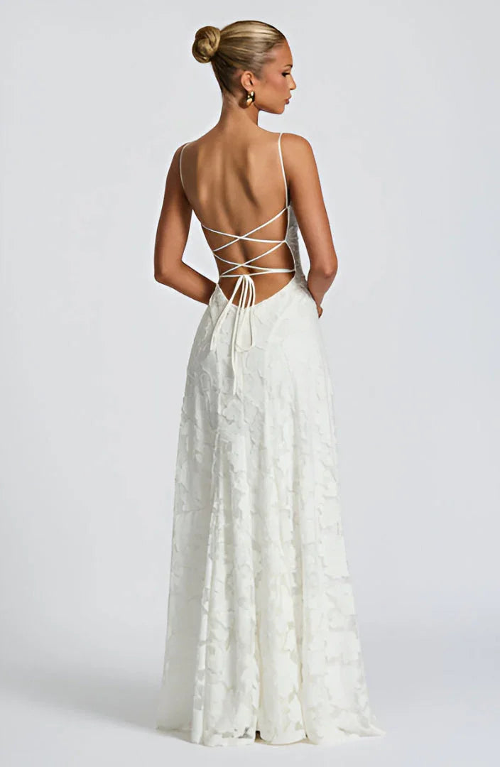 Floral Textured Cowl Neck Maxi Dress