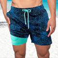 2-in-1 Palm Print Swim Shorts with Compression Liner