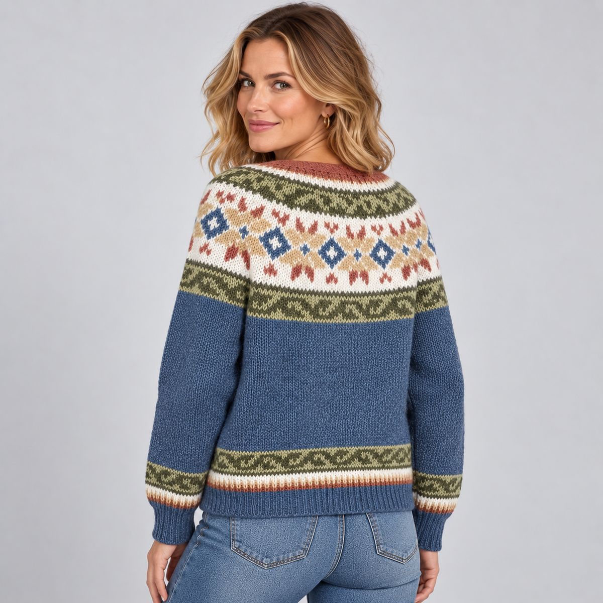 Women's Fair Isle Pattern Button-Front Cardigan