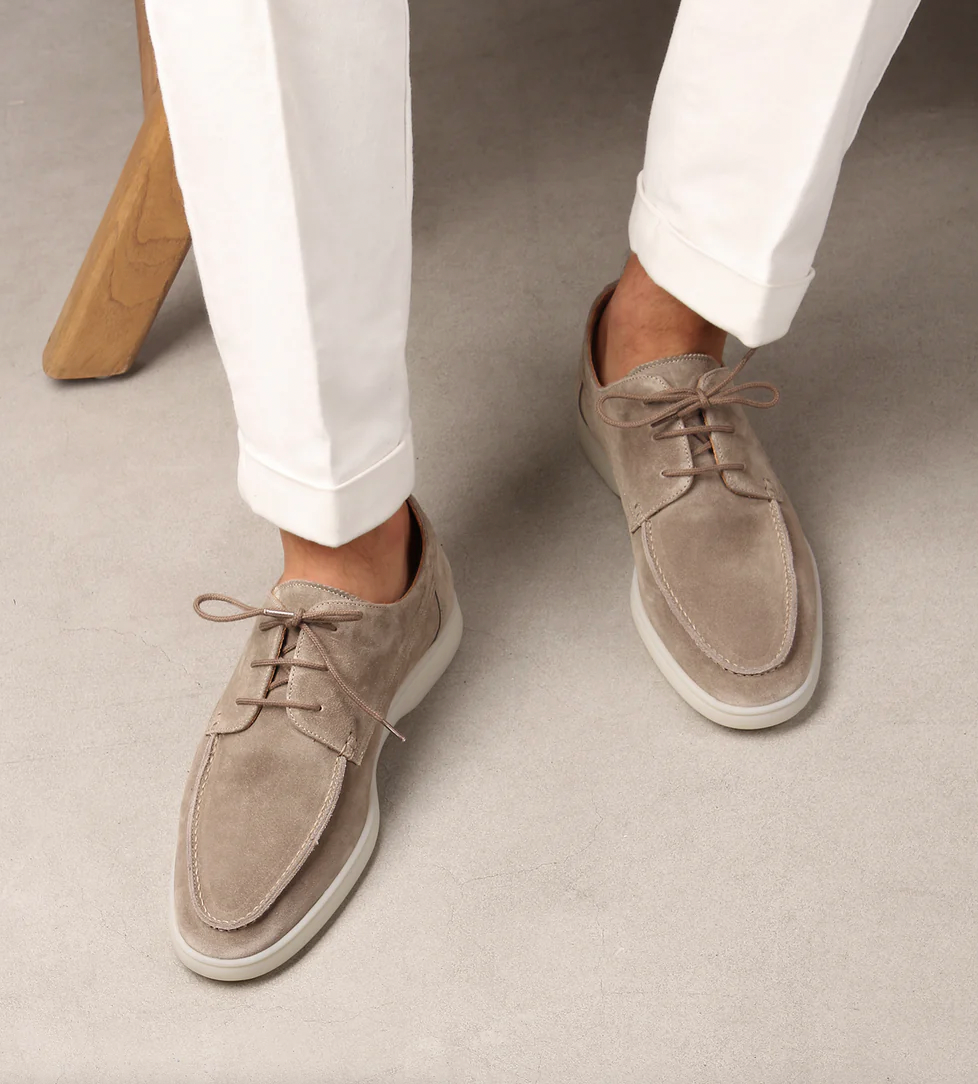 Men's Suede-Effect Moc-Toe Derby Shoes