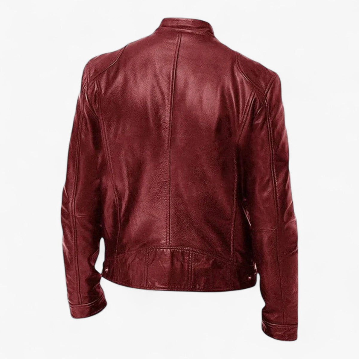 Men's Faux Leather Snap-Collar Moto Jacket
