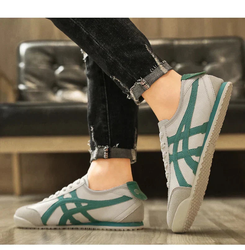 Retro Stripe Lace-Up Casual Sneakers
