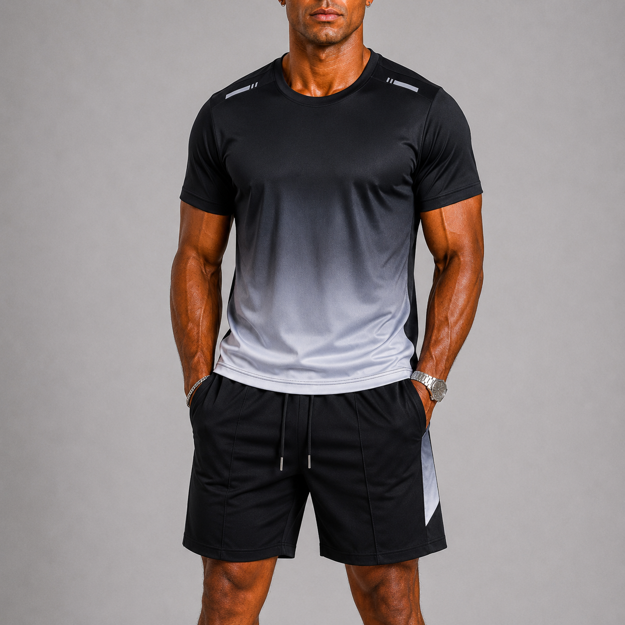 Ensemble deux pièces composé d’un tee-shirt de sport ombré et d’un short
