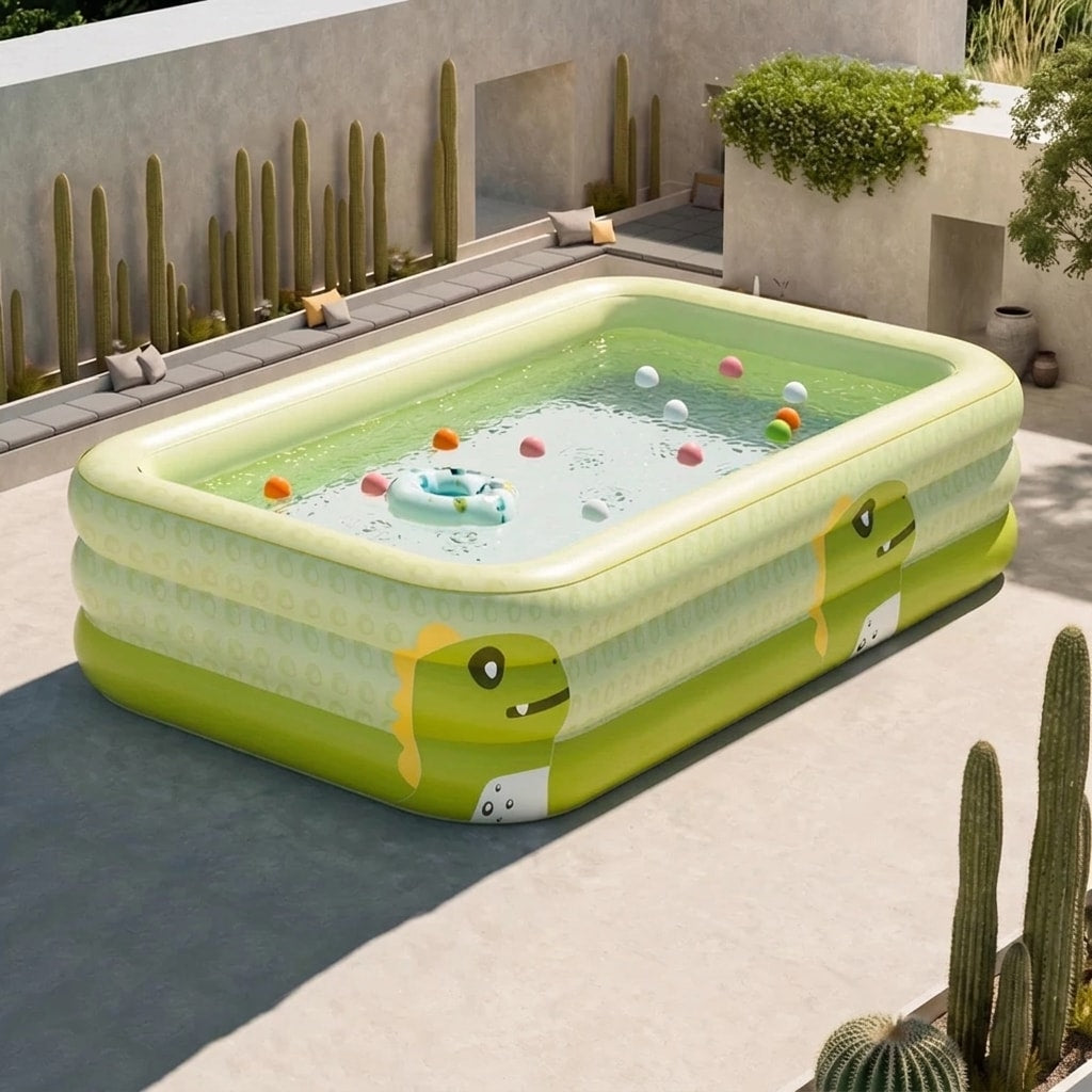 Rectangular Family Inflatable Pool with Three-Tier Design