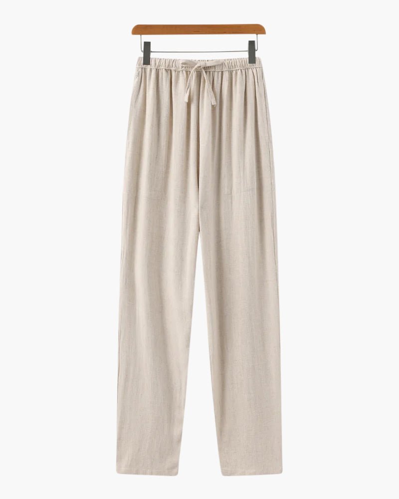 Loose Fit Linen Trousers with Elasticated Drawstring Waist