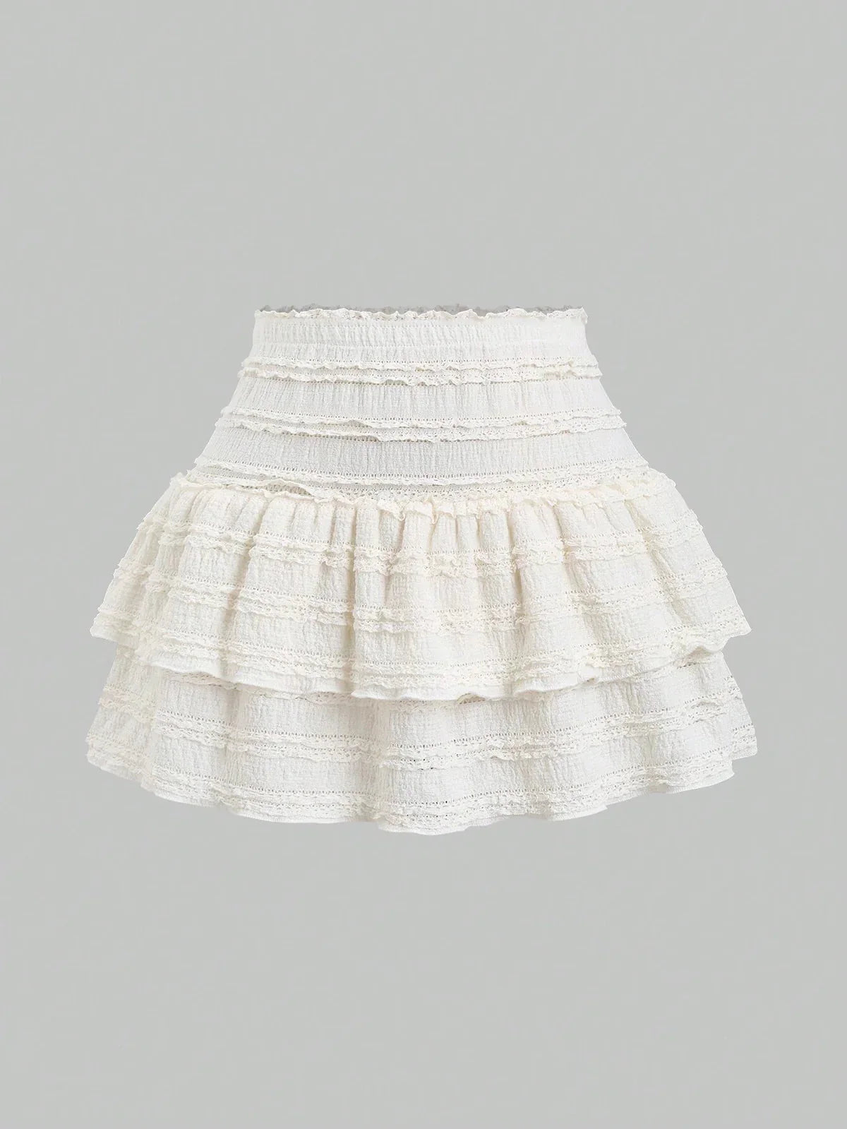 Tiered Ruffle Mini Skirt with Smocked Waist