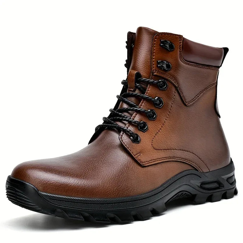 Men's Padded Collar Lace-Up Lug Sole Ankle Boots