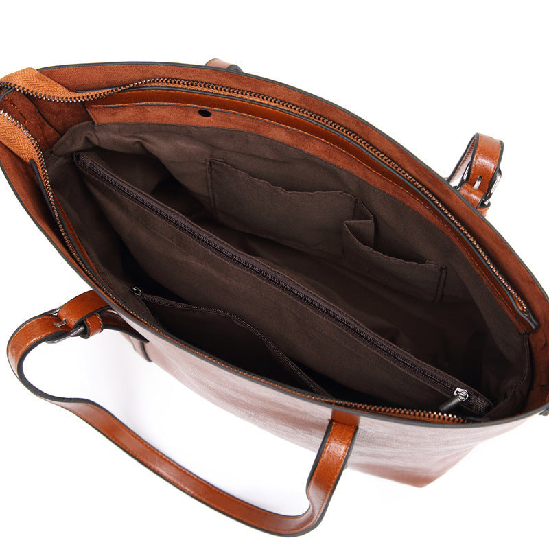 Vintage Wax Finish Oversized Tote Bag