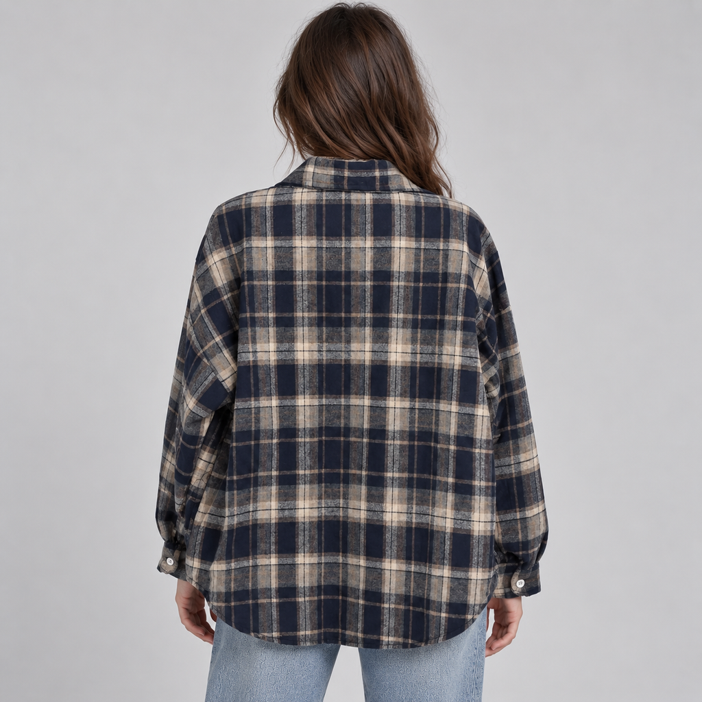 Women's Oversized Plaid Flannel Shirt Jacket