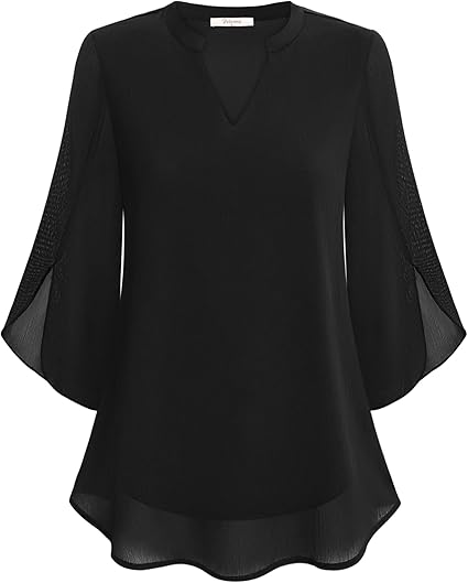 Chemisier fluide transparent en mousseline à col en V pour femme