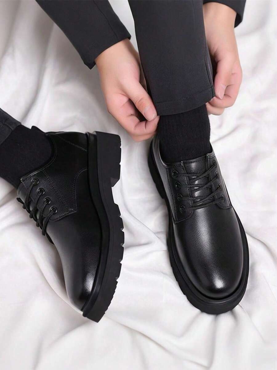 Men's Chunky Sole Leather Derby Shoes