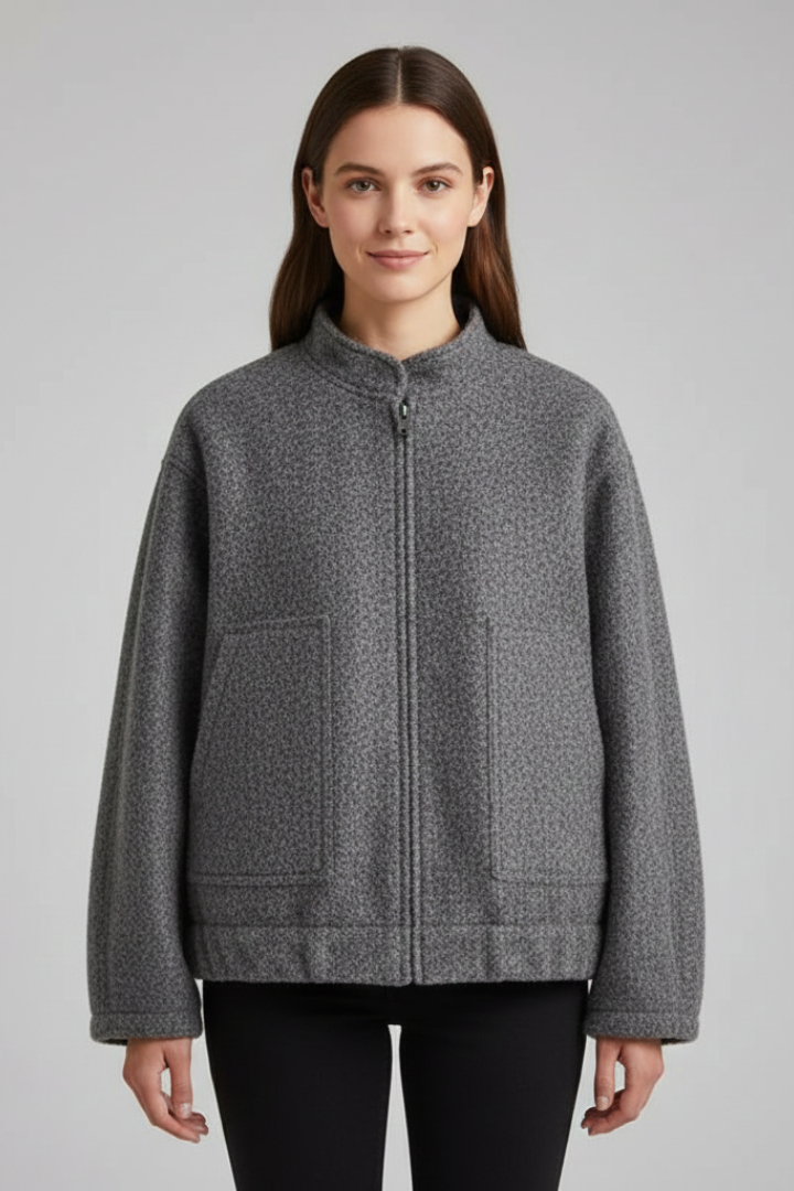Women's Oversized Wool-Look Bomber Jacket