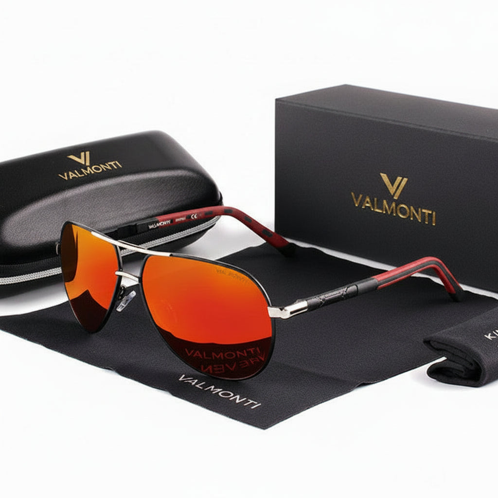 Lunettes de soleil aviateur polarisées avec verres miroirs