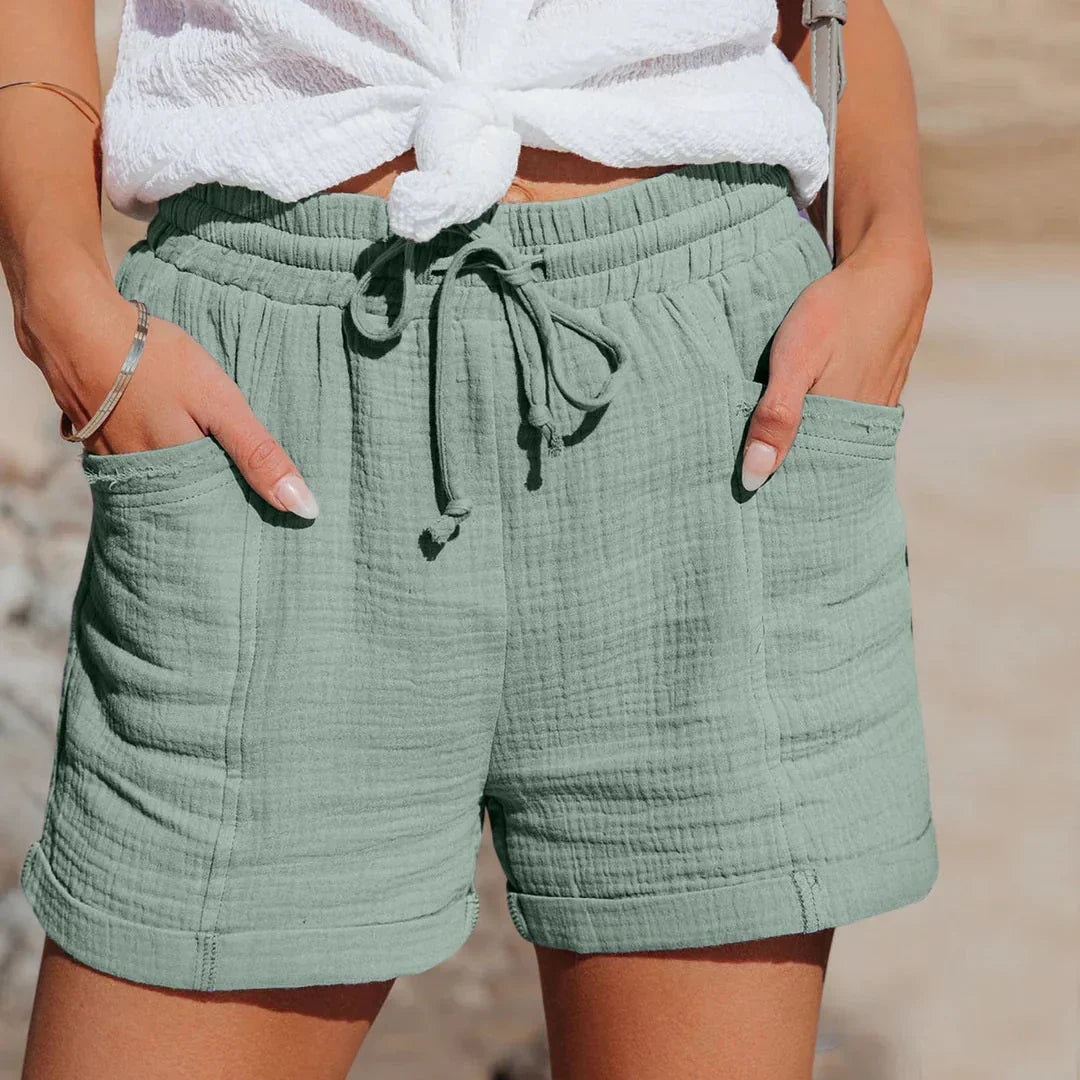Textured Drawstring Shorts with Pockets