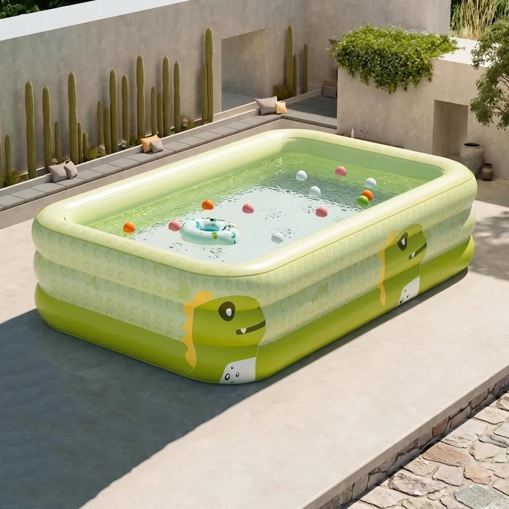 Rectangular Family Inflatable Pool with Three-Tier Design