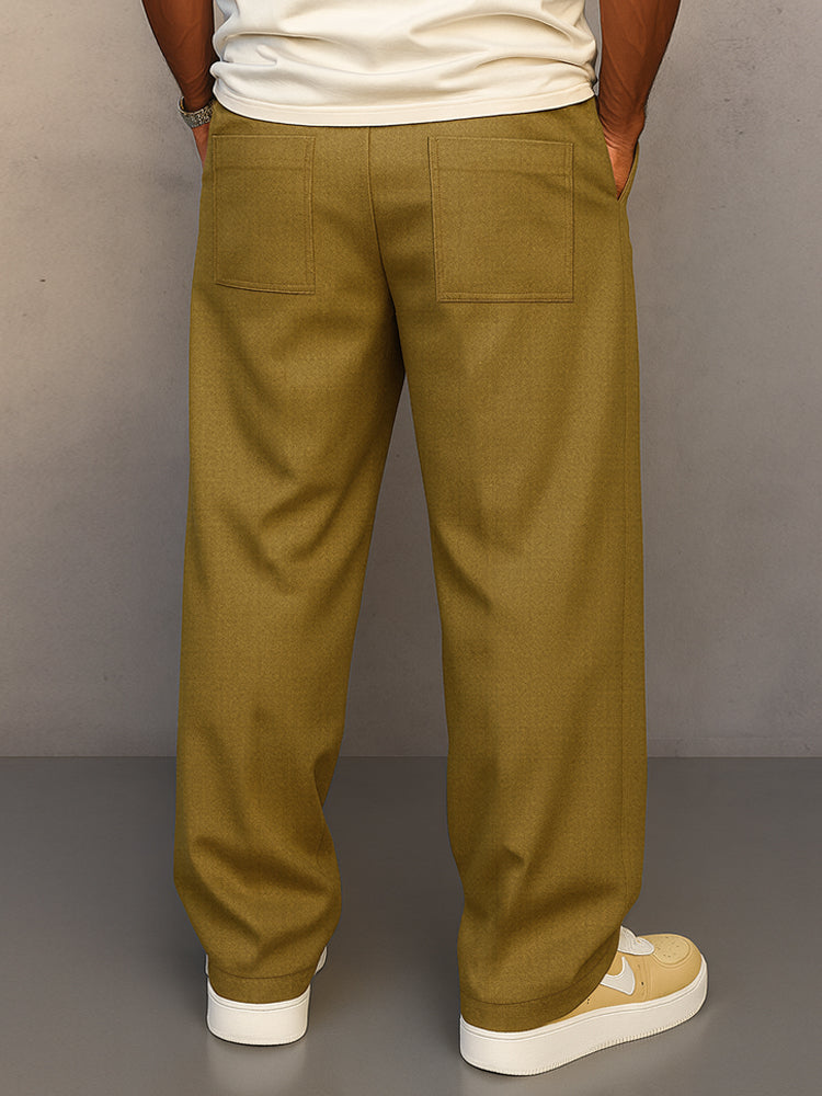 Men's Wide-Leg Pleated Drawstring Trousers