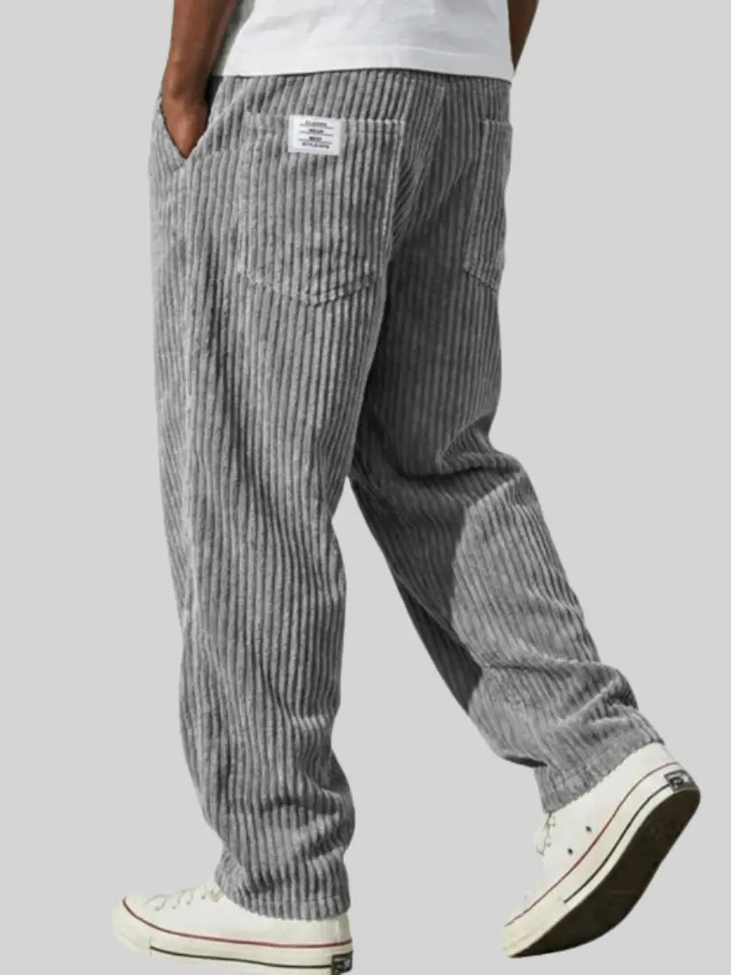 Men's Wide Leg Corduroy Trousers with Patch Pocket