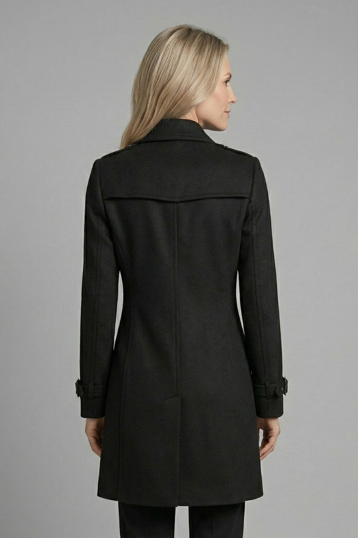 Trench-coat croisé pour femme avec poignets à boucles