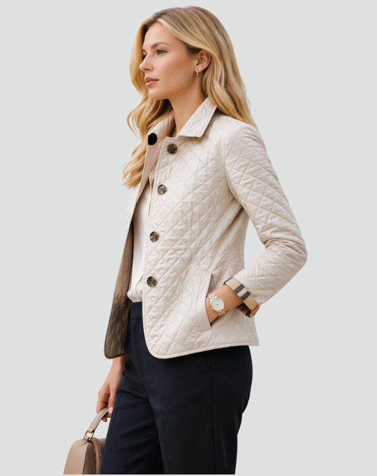 Veste matelassée pour femme avec doublure de poignets contrastante