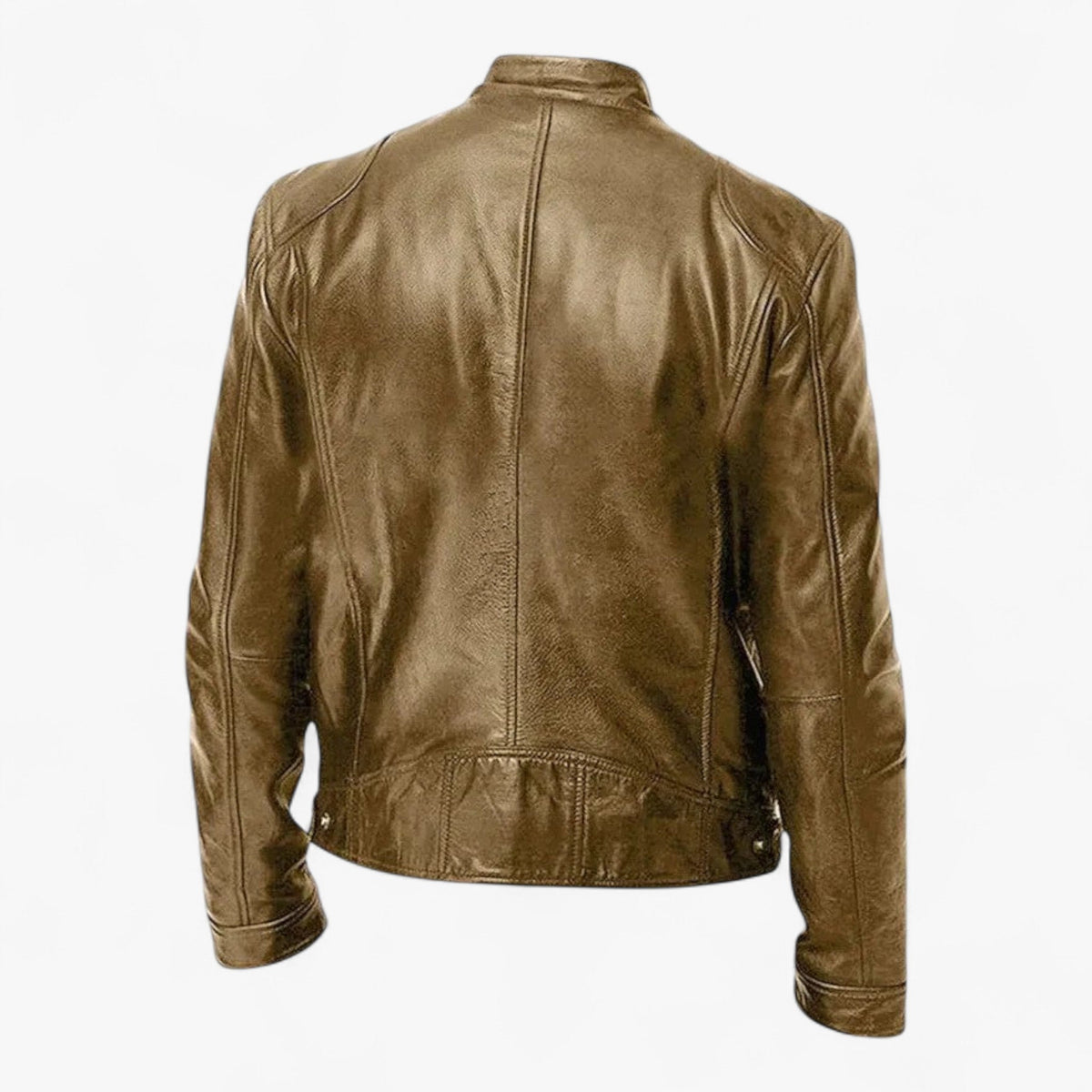 Men's Faux Leather Snap-Collar Moto Jacket