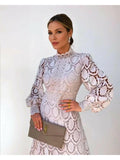 Women's Crochet Lace Long Sleeve Maxi Dress