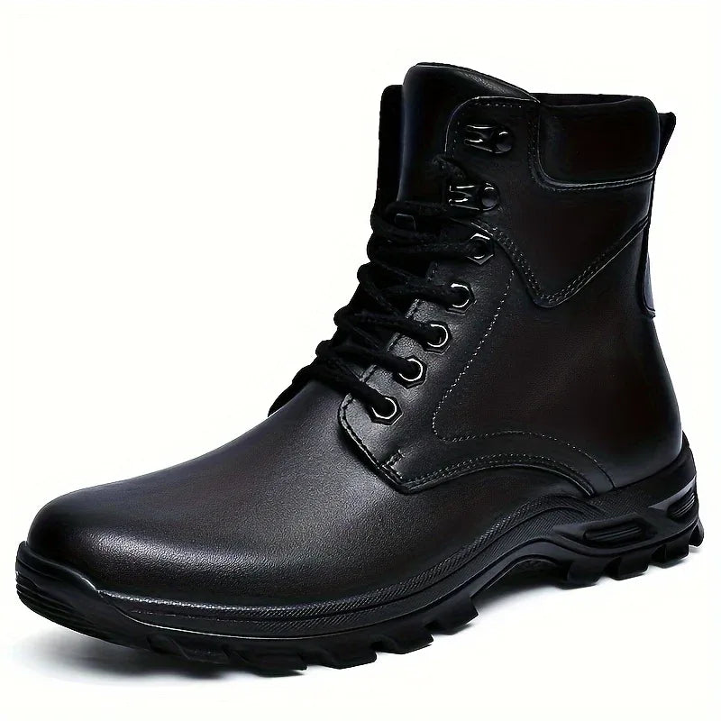 Men's Padded Collar Lace-Up Lug Sole Ankle Boots