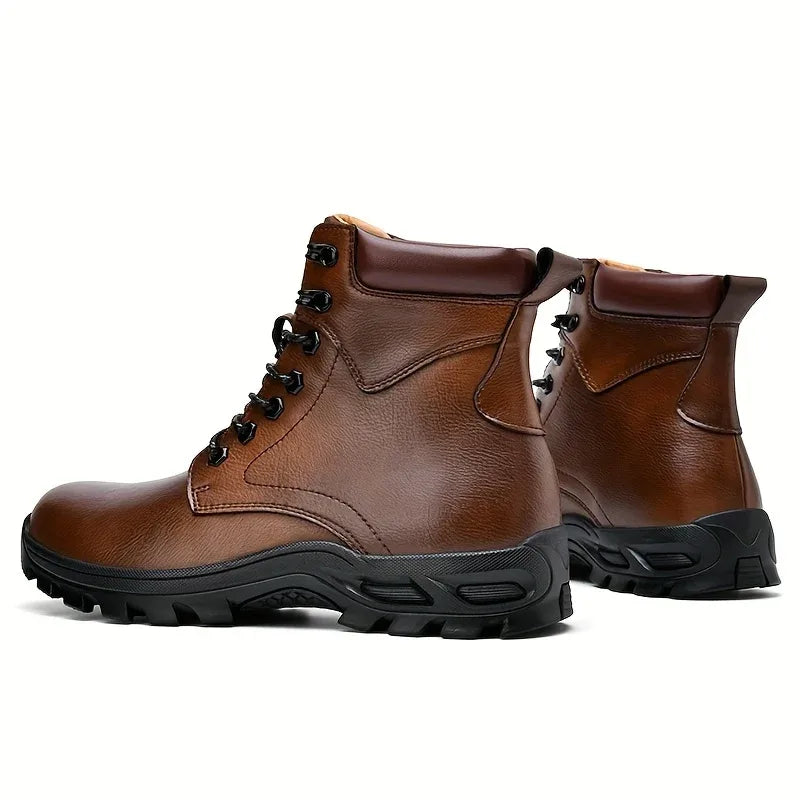 Men's Padded Collar Lace-Up Lug Sole Ankle Boots