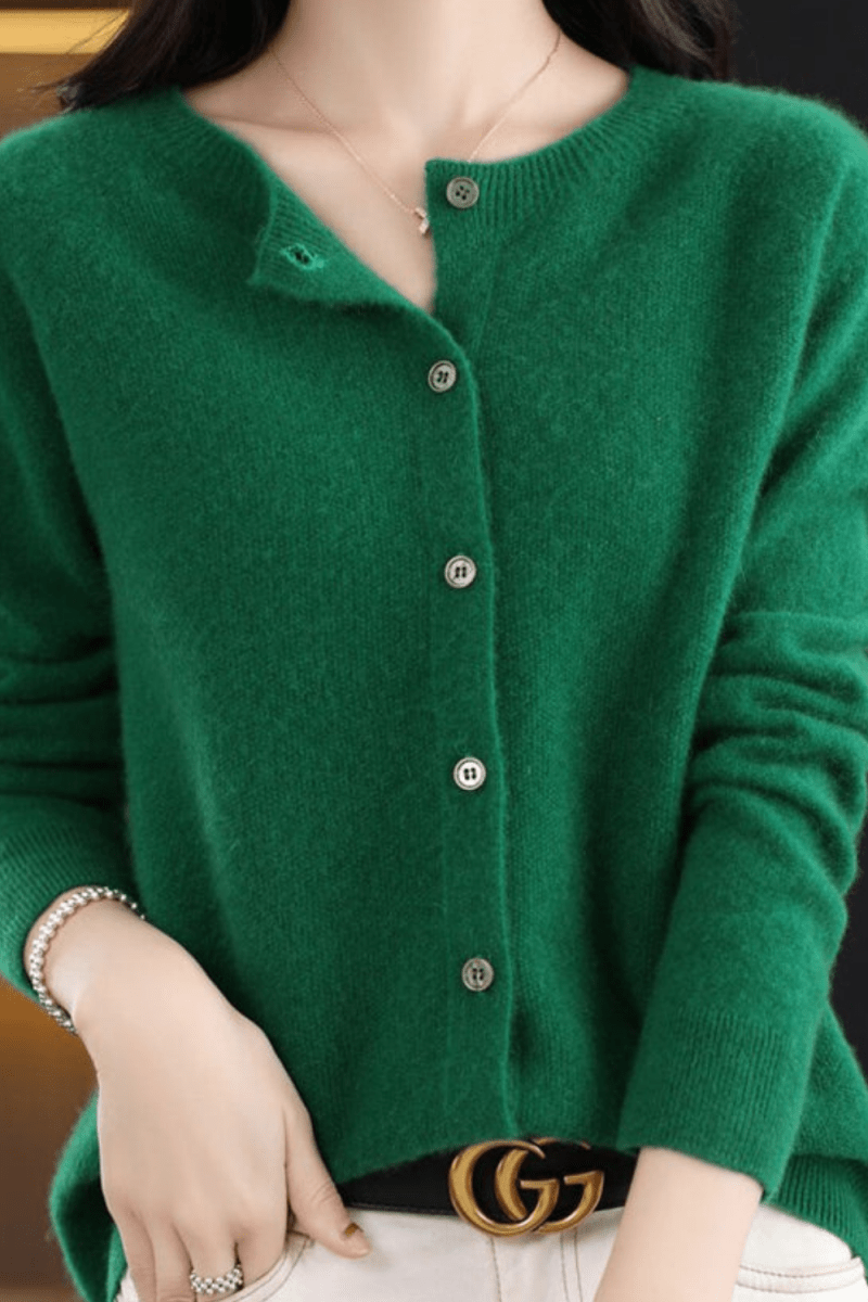 Women's Round Neck Button-Up Knit Cardigan
