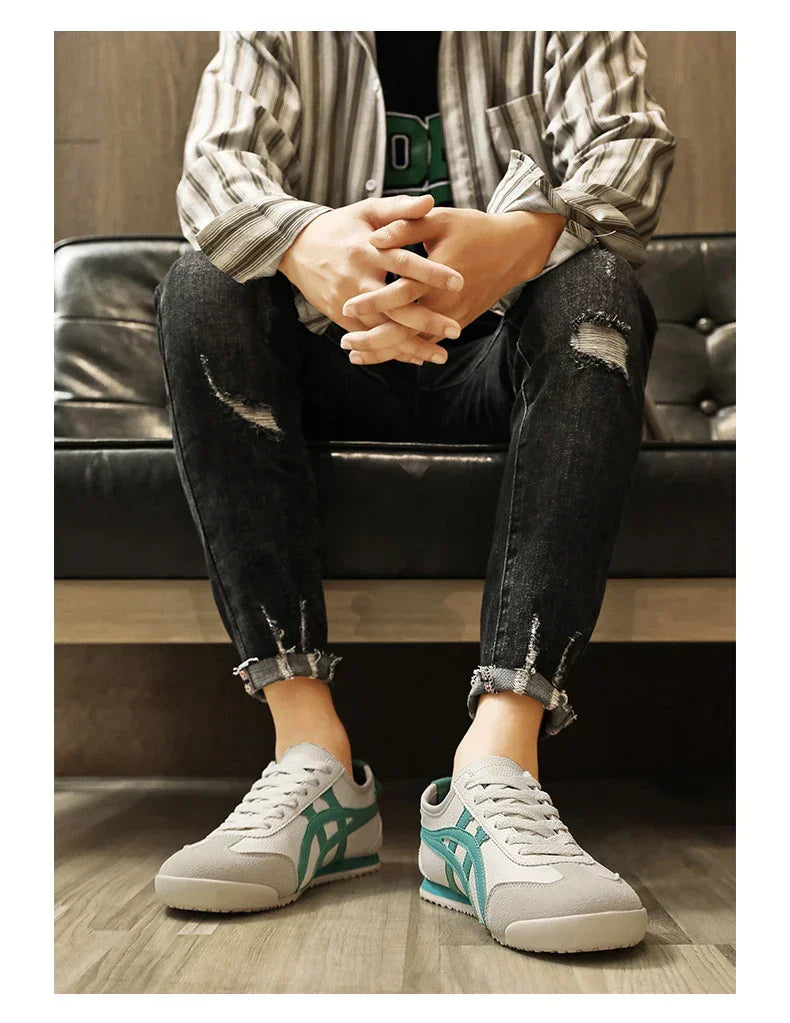 Retro Stripe Lace-Up Casual Sneakers
