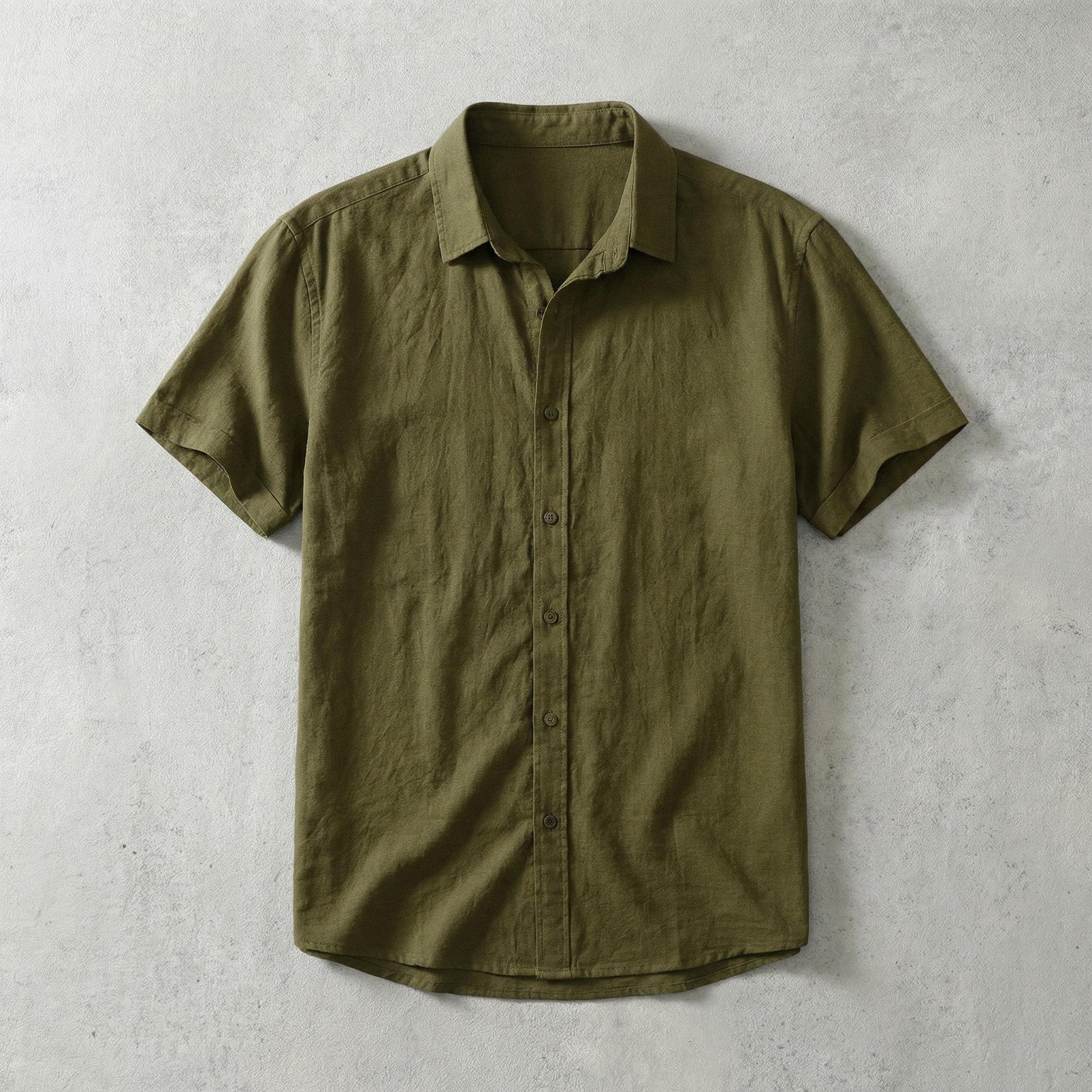 Short Sleeve Cotton Shirt with Classic Collar
