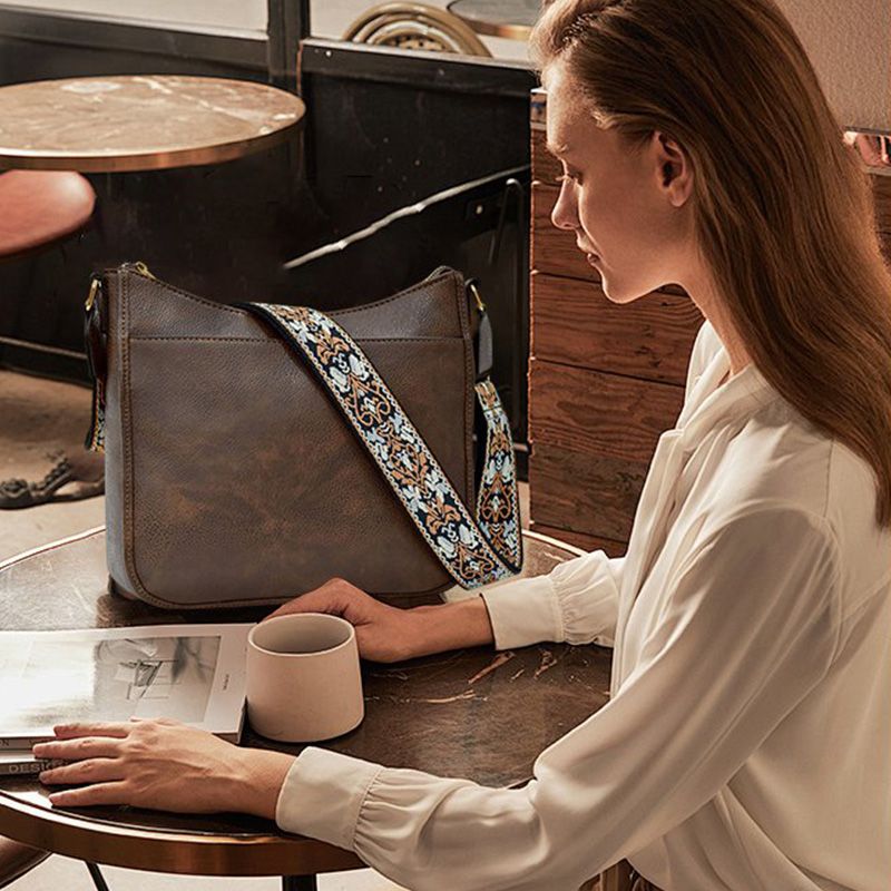Crossbody Bag with Woven Jacquard Strap