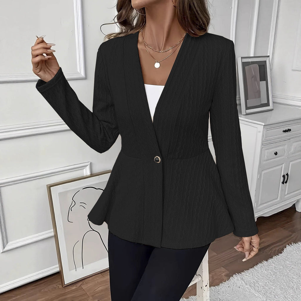 Women's Textured Cable-Knit Tailored Peplum Blazer