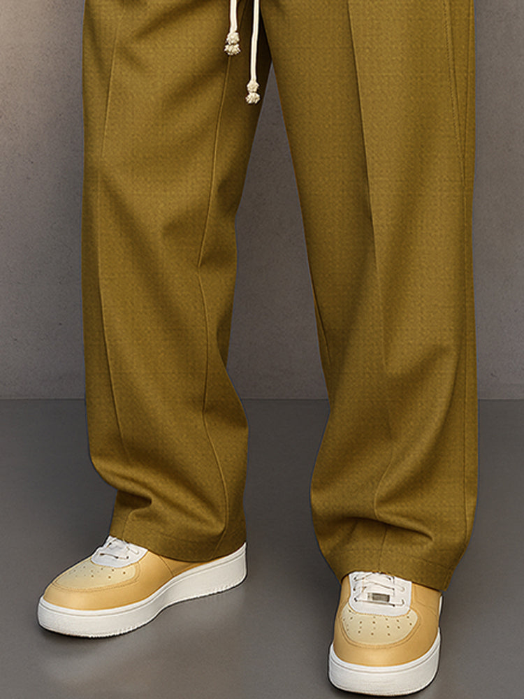 Men's Wide-Leg Pleated Drawstring Trousers