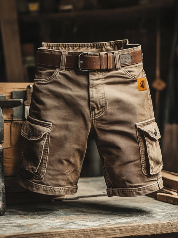 Rugged Cotton Cargo Shorts with Utility Pockets