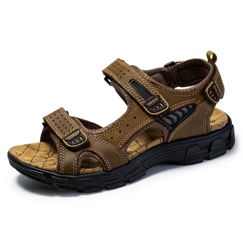 Leather Sport Sandals with Adjustable Straps for Men