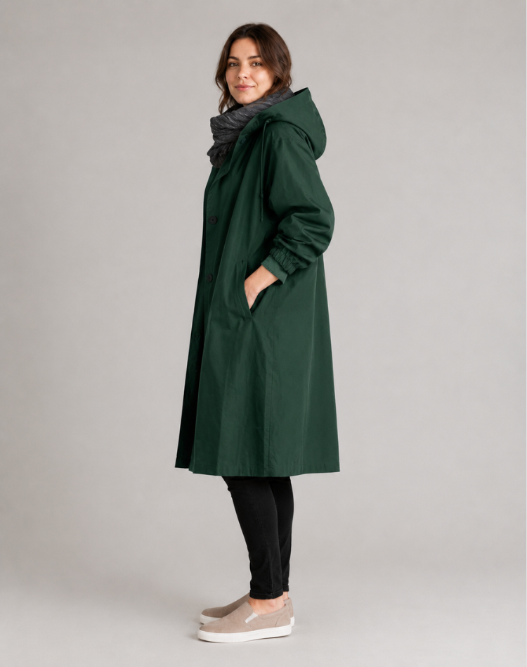 Women's Long Lightweight Coat with Notched Collar