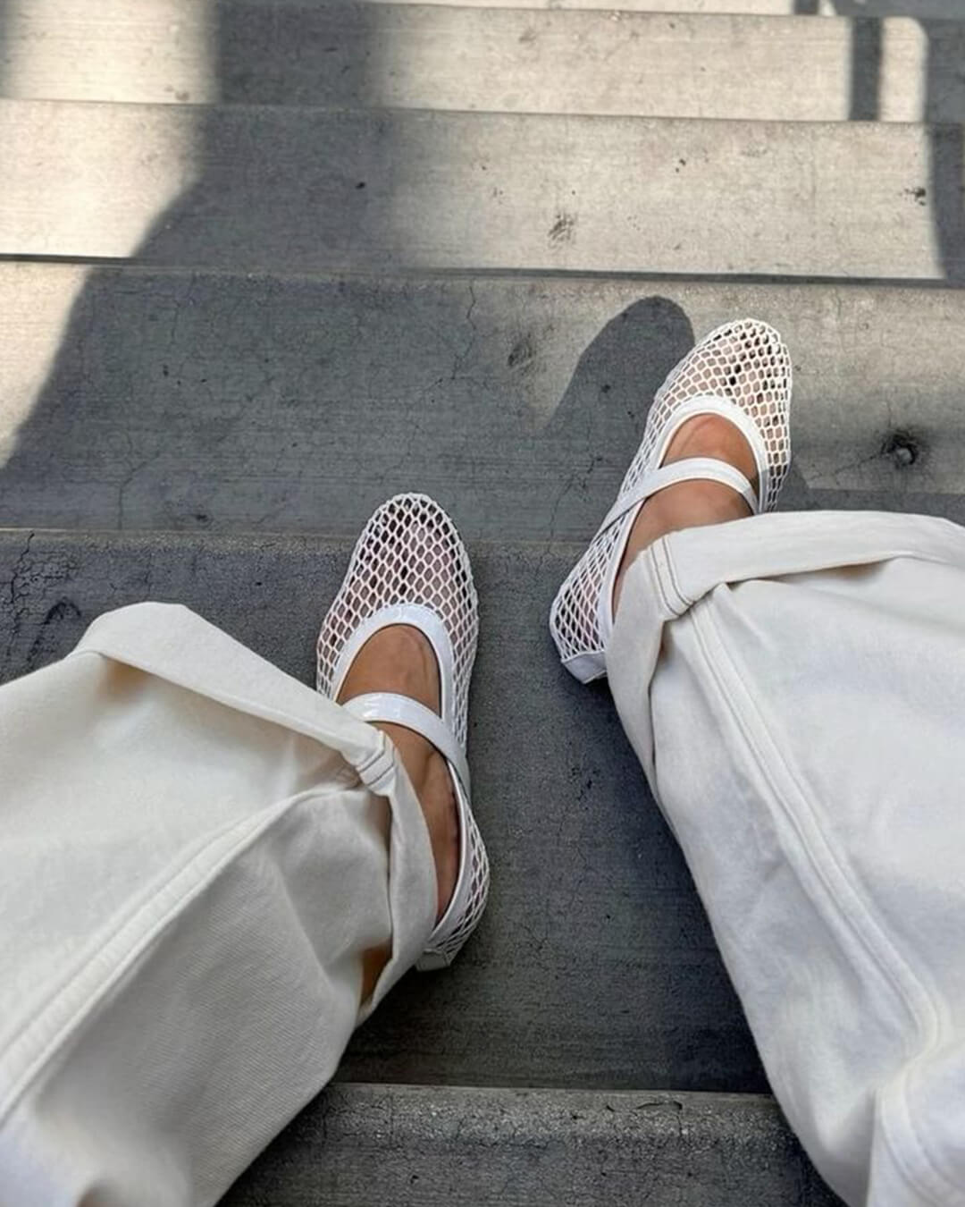 Mesh Mary Jane Flats with Buckle Strap Detail