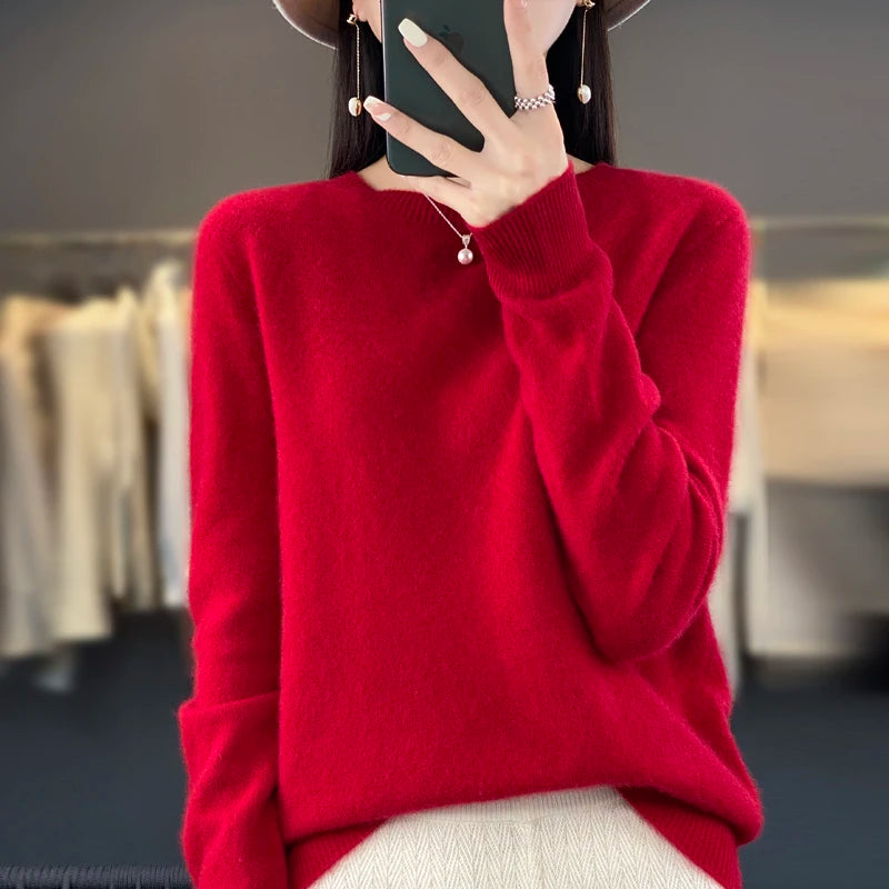 Women's Round Neck Relaxed Knit Sweater
