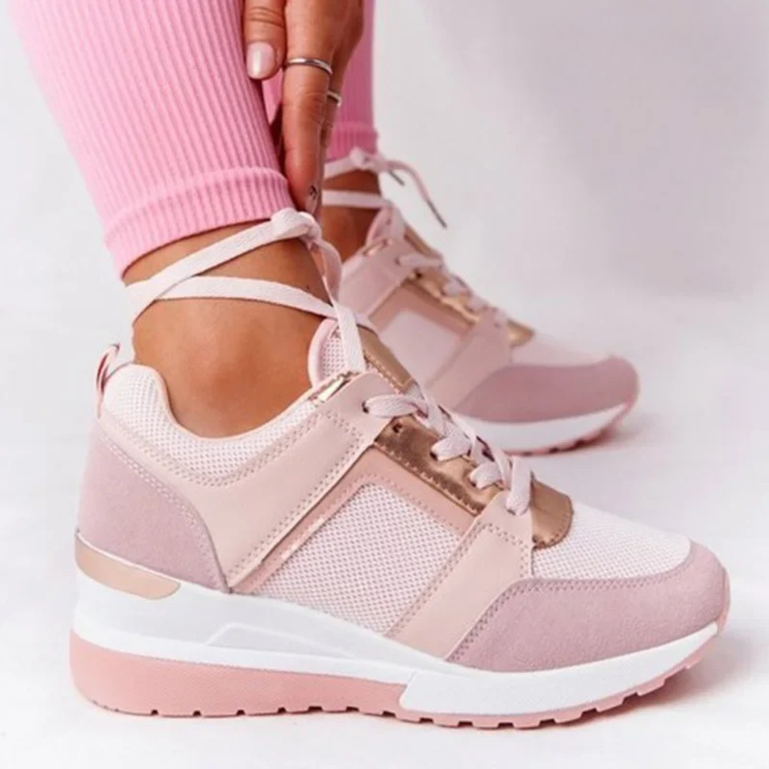 Women's Platform Wedge Sneakers with Metallic Trim