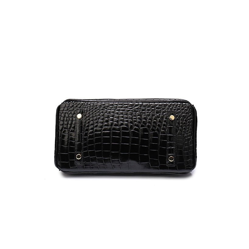Structured Turn-Lock Tote Bag with Padlock Detail