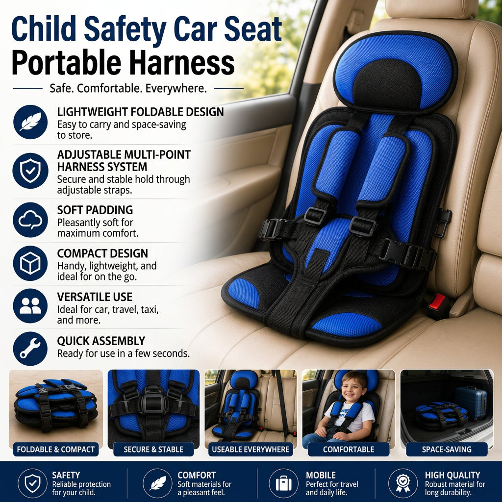 Portable Padded Child Car Safety Seat with Harness