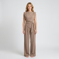 Sleeveless Co-Ord Set – Tie Waist Wide Leg
