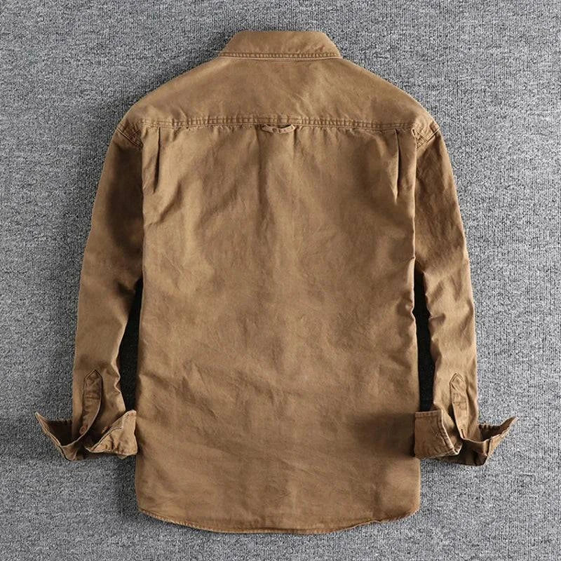 Men's Washed Utility Overshirt with Patch Pockets