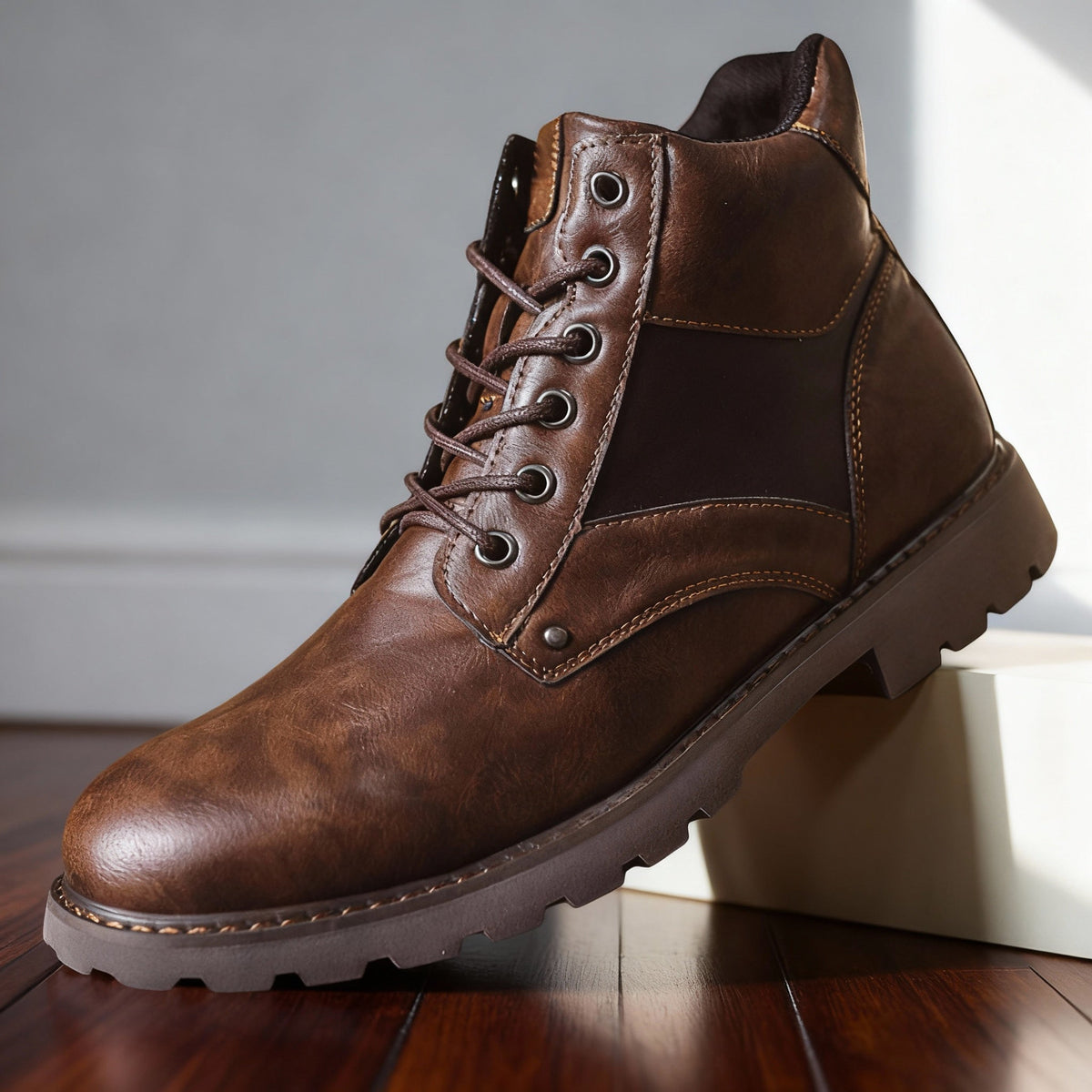 Men's Two-Tone Lace-Up Casual Ankle Boots