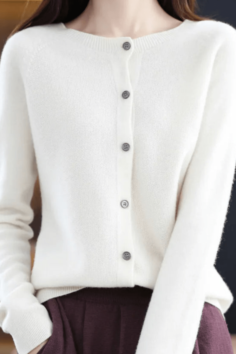 Women's Round Neck Button-Up Knit Cardigan